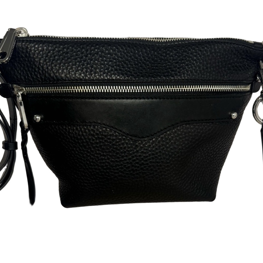 #220 Rebecca Minkoff Hayden Black Pebbled Leather Crossbody Bag w/ Dust Bag
